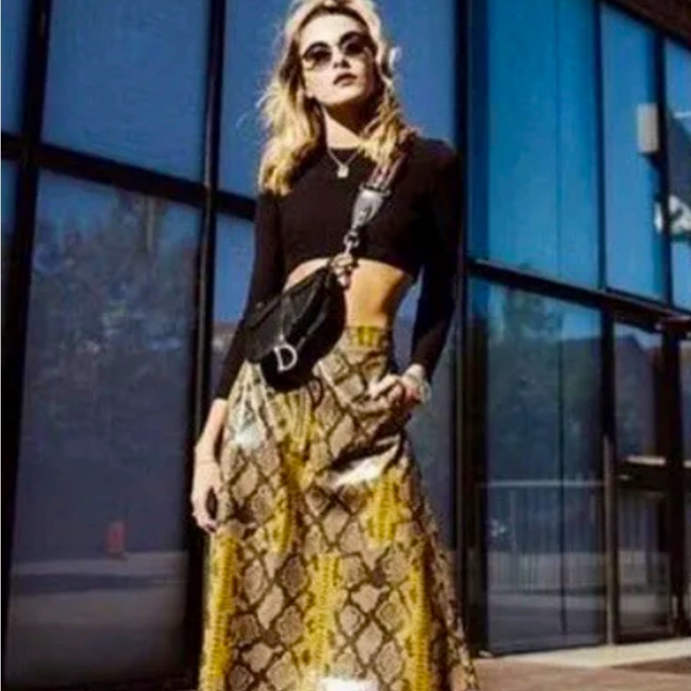 Zara A-Lined Mid Length Snake Skin Skirt